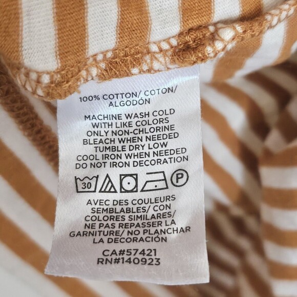 Ann Taylor LOFT Striped Top Womens Size XL Long Sleeve Tee Cotton Mustard Yellow - Picture 6 of 6